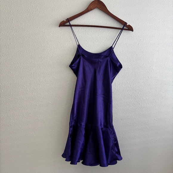 Victoria's Secret Vintage Gold Label Purple Polyester Slip Dress with Ruffles - Picture 4 of 5